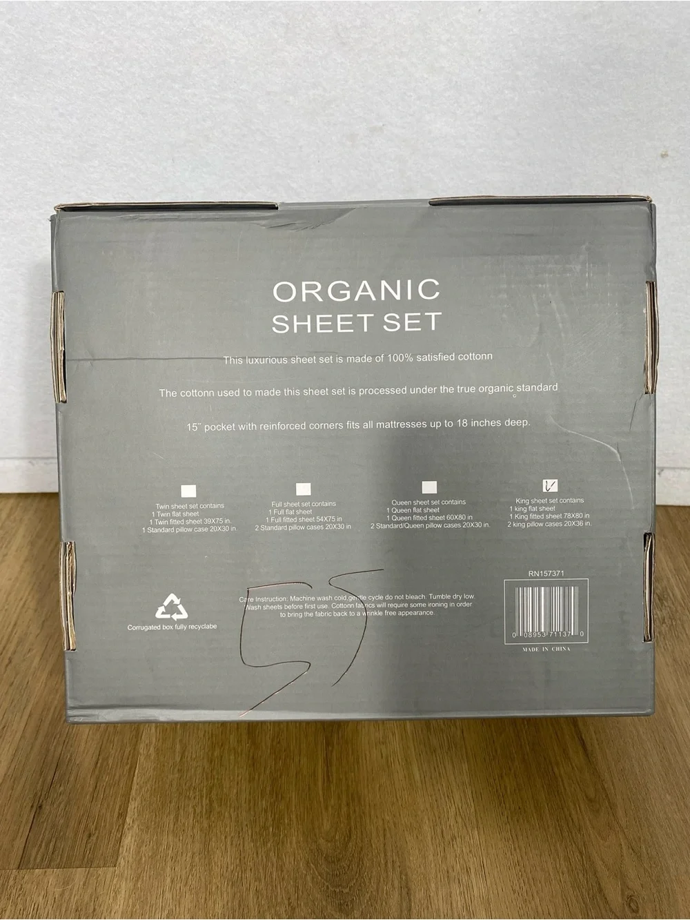 Tree Organic King Sheet Set — Grey
